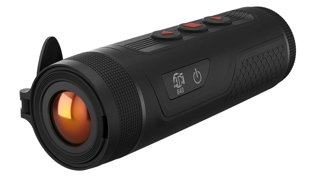 ATN BlazeTrek 6 640x512 thermal monocular studio photo showing objective lens, control buttons, and ATN logo