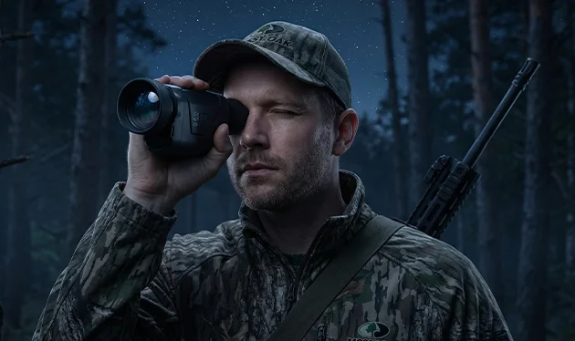 Night hunting with ATN thermal monocular