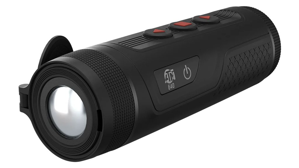 ATN BlazeTrek 6 thermal monocular product photo showing objective lens and control buttons