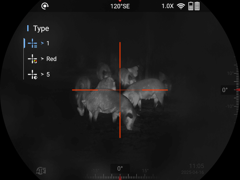 Reticle Setup Screen